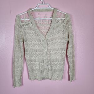 Vintage Knit and Lace Grandma Cardigan